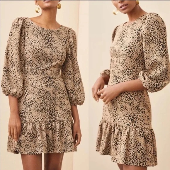 Maeve by Anthropologie Knit Leopard Animal Cut Out Mini Dress sz 0 - Picture 1 of 13